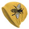Мужская вязаная шапка-бини Just A Bee - Горчично-желтая, с рисунком пчелы и сот, Эластичная, удобная посадка, Модная оригинальная шапка для повседневной носки