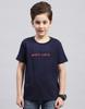 Boys Red Printed Round Neck Half Sleeve Regular Fit T-Shirt