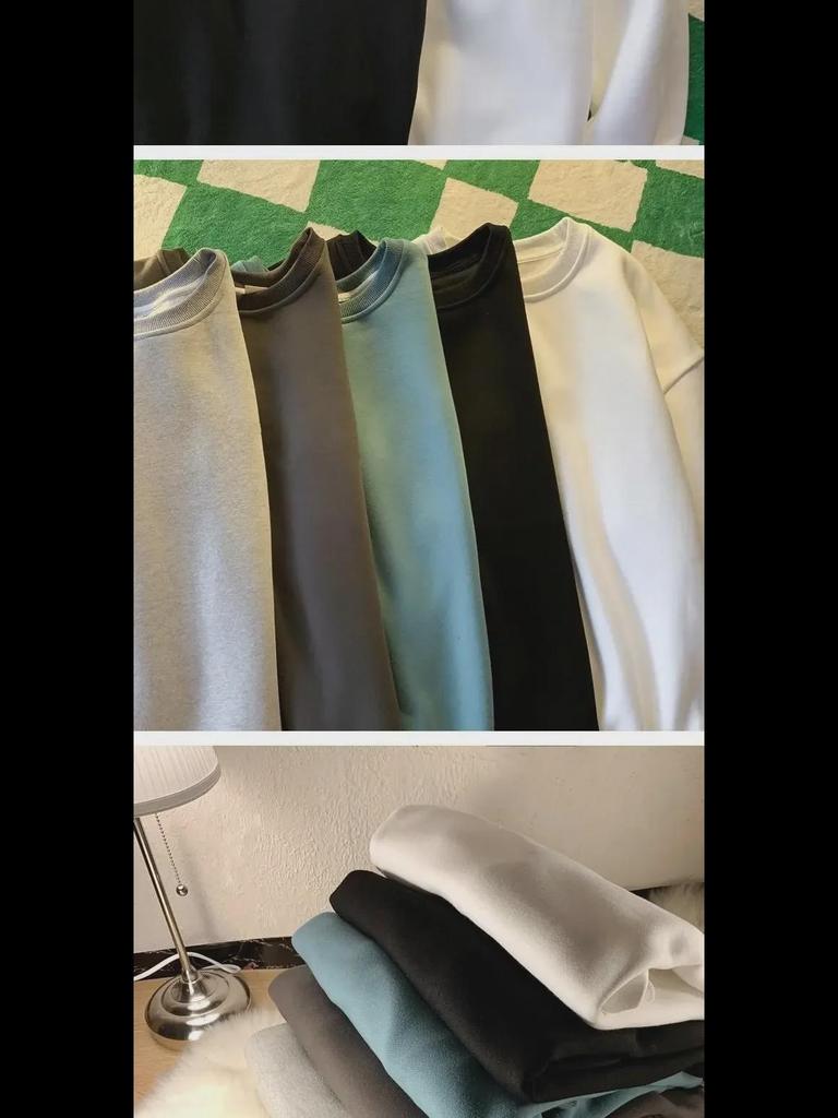 Мужская осенняя модная свободная толстовка в гонконгском стиле с круглым вырезом