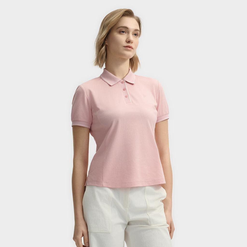 Fila Белая Модная Удобная Простая Универсальная Повседневная Вязаная Футболка Поло с Коротким Рукавом Женские топы Светло-Розовый F11W523105F-PK