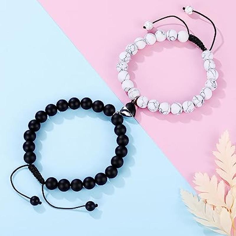 Магнитные браслеты для пар, 2 шт. одинаковые браслеты взаимного притяжения, ювелирные изделия из камня, бисера, подарок для парня, подруги, любовника, его лучшего друга