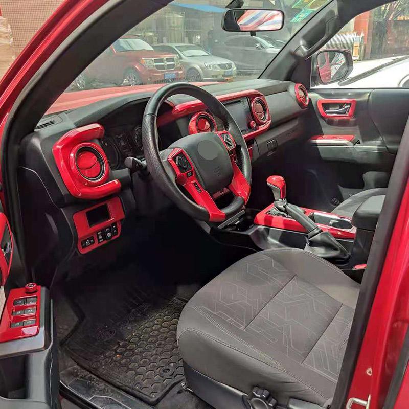 Для Toyota Tacoma 2016- ABS Красный Автомобильный Механизм Приборная Панель Рулевое Колесо Центр Управления Крышка Отделка Наклейка Автомобиль