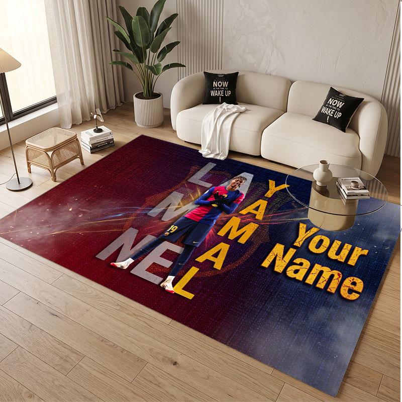 Custom Rug Lamine Yamal Pattern Print Name Text Soft Non‑Slip Floor Carpet for Home Indoor Decoration
