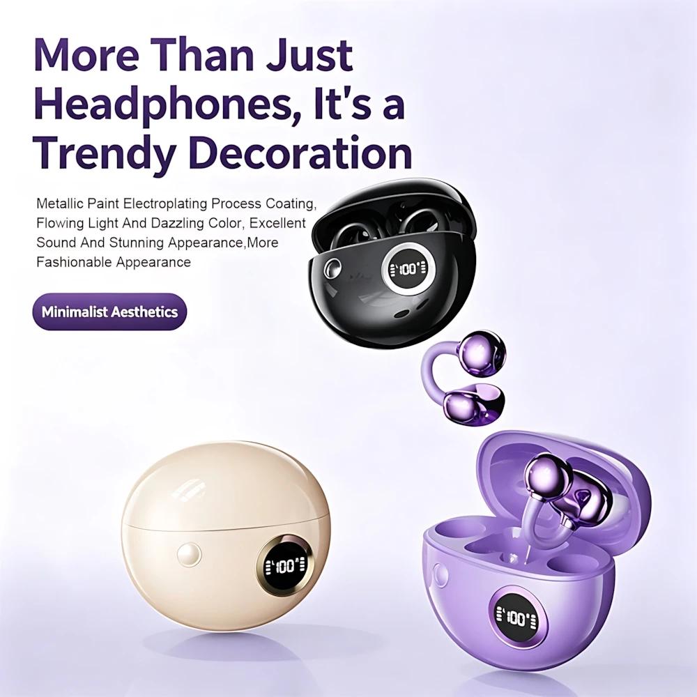 Xiaomi Open Wireless Earphone Fashion Plated Ear Clip Bluetooth Headset 9D Surround Stereo 0 Delay Long Battery Life Game Condenser Mic