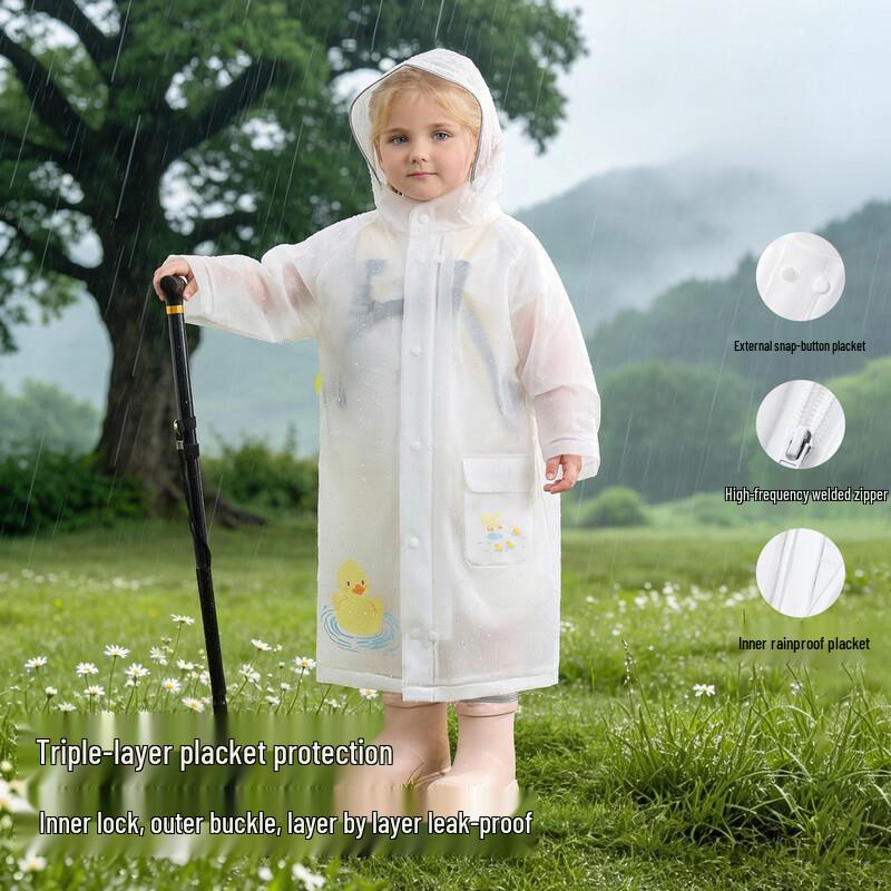 Kids' Waterproof Rain Poncho with Backpack Slot
