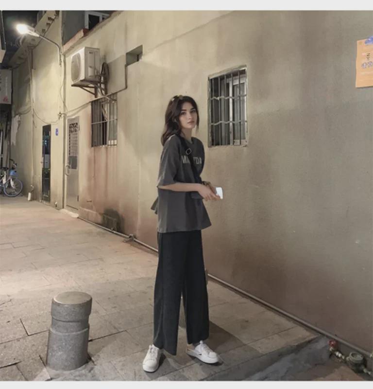 Корейская женская летняя футболка свободного кроя с надписью - с коротким рукавом