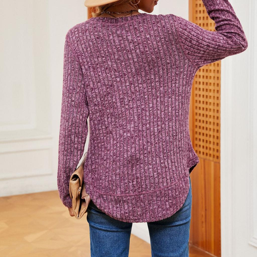 JKAASHDK Women's Fashion Casual Solid Color Print Spring Autumn Long Sleeve O-Neck Loose Blouses & Shirts Pullovers