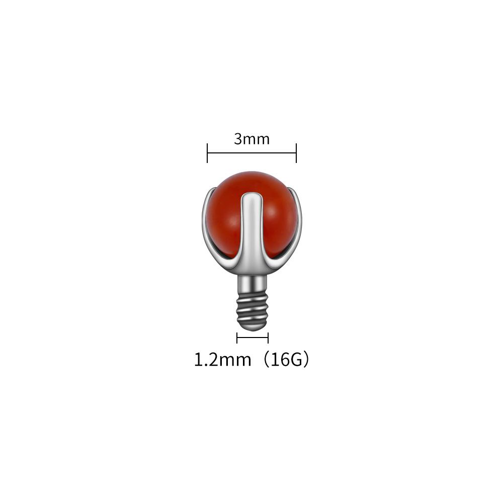 Right Grand ASTM F136 Titanium Internally Threaded Natural Stone Top for 14G 16G Labret Lip Stud Nipple Piercing Body Jewelry