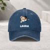 Zipper Peek Bear Laura Personalized Washed Baseball Cap Cotton Adjustable Snapback Hat