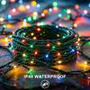 RPGT Christmas Tree Light 200 LEDs 73ft Green Cable Wire Fairy String Twinkle Lights Plug in 12 Modes for Xmas Party, Indoor,Outdoor, Garden,