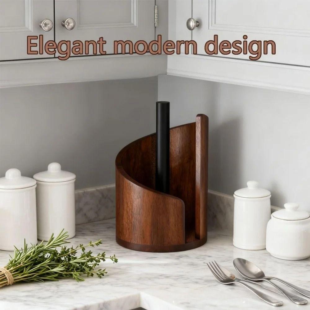 Large Capacity Wooden Paper Towel Holder Freestanding Base Freestanding Paper Roll Holder Desktop