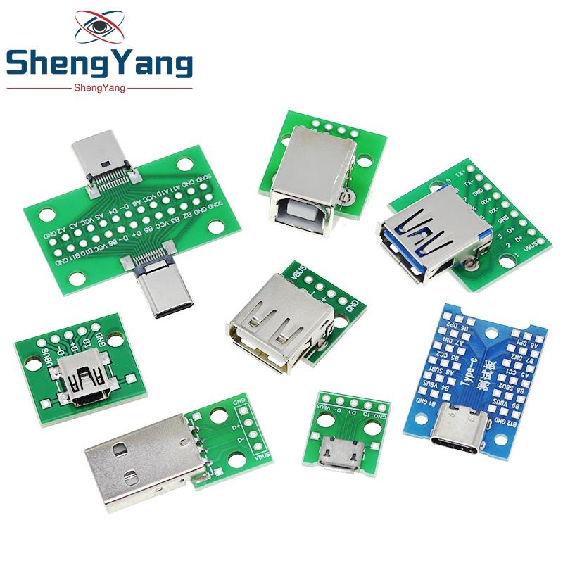 5/10 ШТ. USB-разъем папа / MINI MICRO USB на DIP-адаптер, разъем мама 2.54 Разъем Тип-C USB2.0 3.0 Конвертер-мама