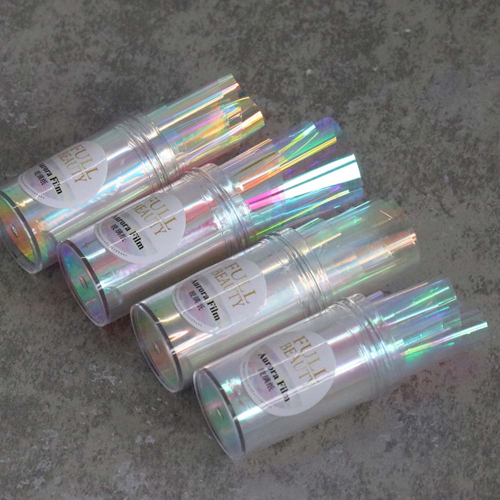 Manicure Aurora Color Glass Paper Aurora Nail Art Sticker Broken Glass Paper Film DIY Nail Art