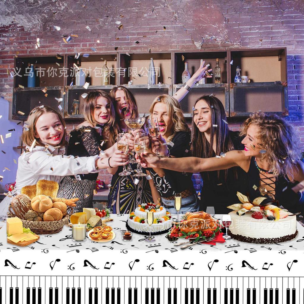 Чехол от пыли для пианино Чехол Ткань Нота Одноразовая Скатерть Вечеринка Черно-белая Простая Скатерть Тема Оформление Сцены