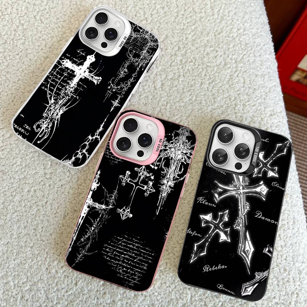 Готический Кибер Сигил Крест Цветной Чехол Для Телефона Для iPhone 17 16 15 14 13 12 11 Pro Max Plus Матовый Чехол