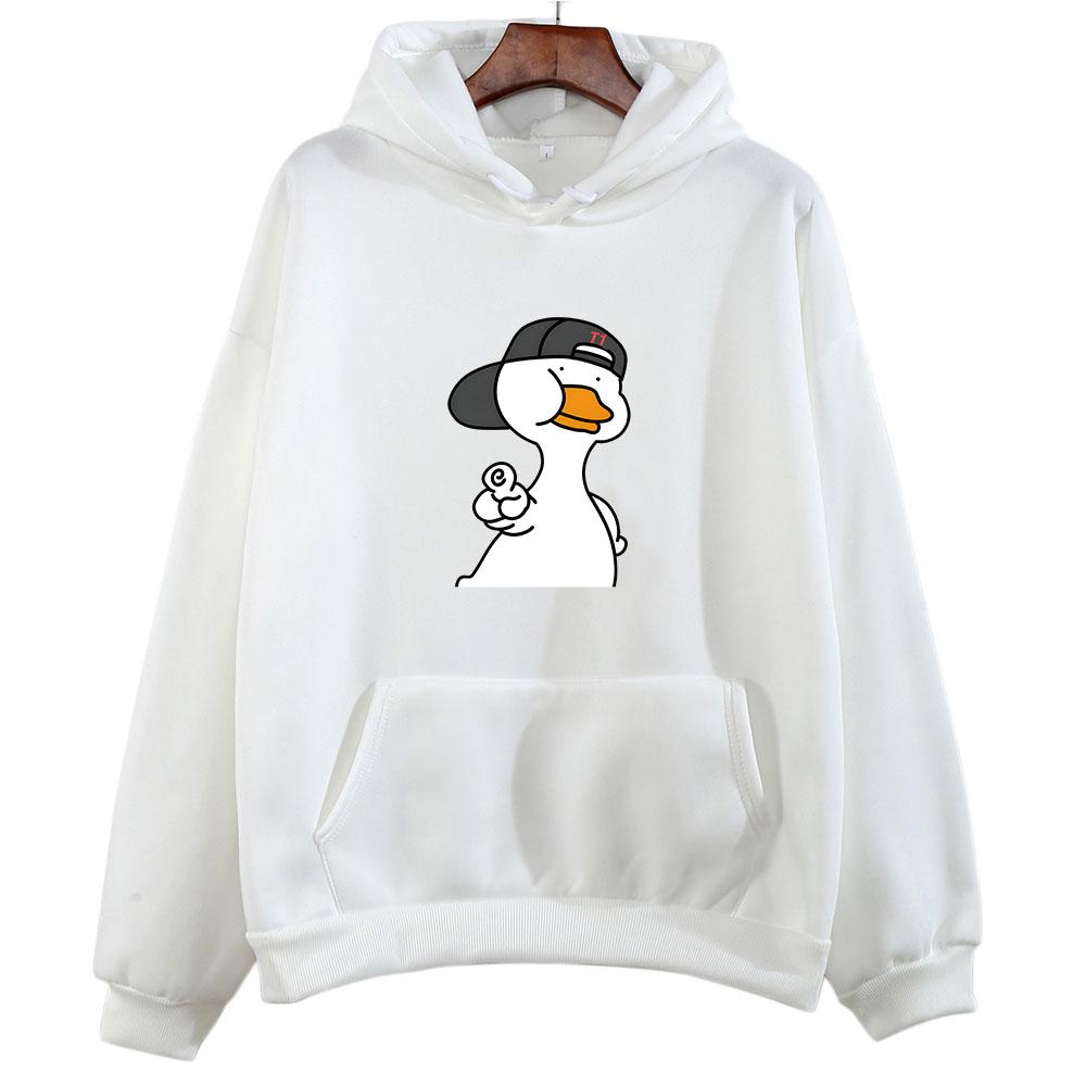 Наклейка «Утка, это круто», толстовка большого размера для женщин, каваи/милый свитшот с длинными рукавами, мультяшная эстетичная толстовка в стиле Харадзюку с круглым вырезом