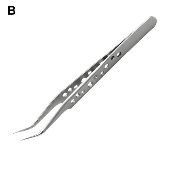 Stainless Steel Electronics Precision Curved/Straight Tip Tweezers Repair Tool