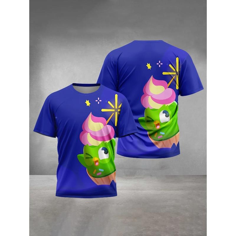 3D Printed Men's Clothing Men's Women's General Outdoor Clothing Suitable for Cartoon Duolingo Men's Comfortable T-Shirt Tops