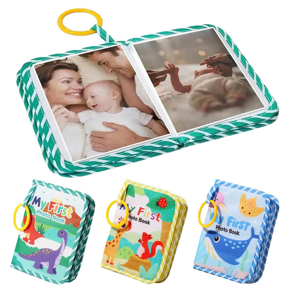 Cartoon Fabric Photo Album for My First Baby Photo Book with Safe Mirror Baby Growth Souvenirs