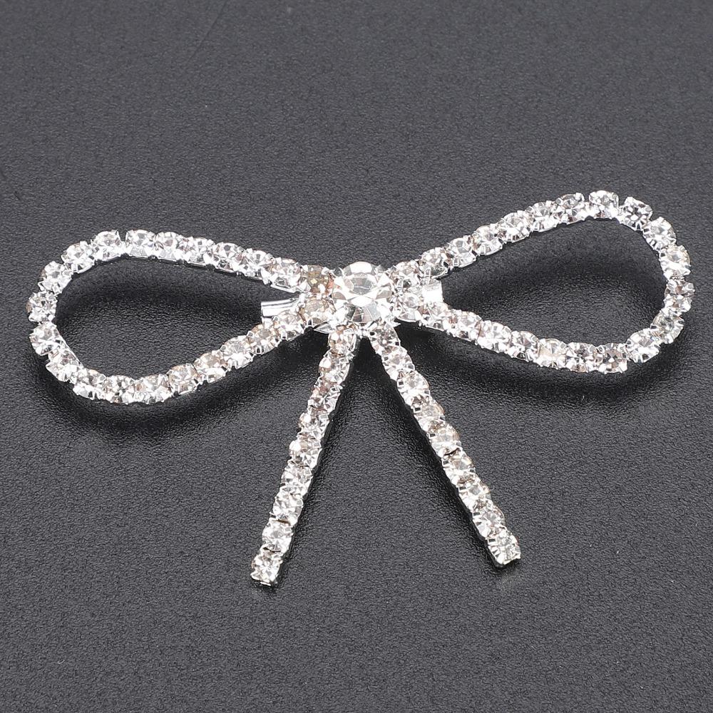 10pcs Sparkly Rhinestone Bow Brooch Pin Vintage Bowknot Claw Chain Pin Rhinestone Brooch  For Women