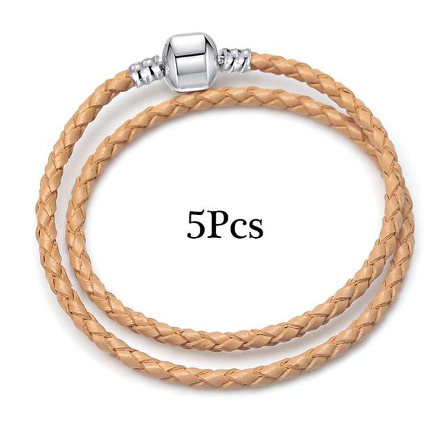 5pcs /Lot Sale Popular Charm Bracelets Diy Elegant Leather Chain Charms Bracelets Bangles For Women Jewelry Gift