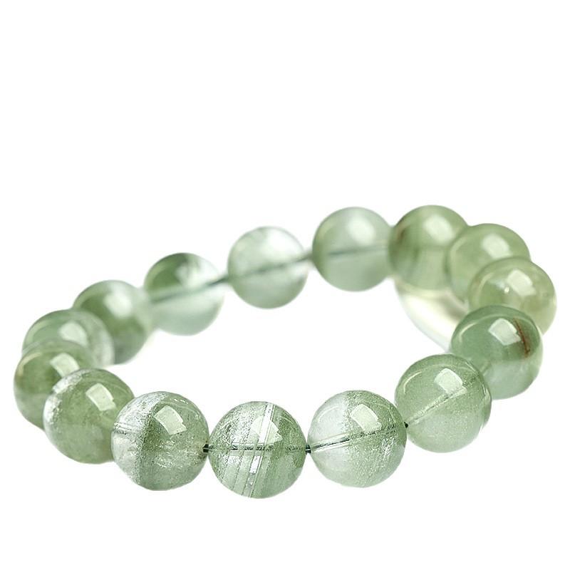 Браслет из натурального звездного песка Hongchu Crystal, зеленый фантом, круглые бусины, ледяной звездный песок, многослойный, красно-зеленый фантом