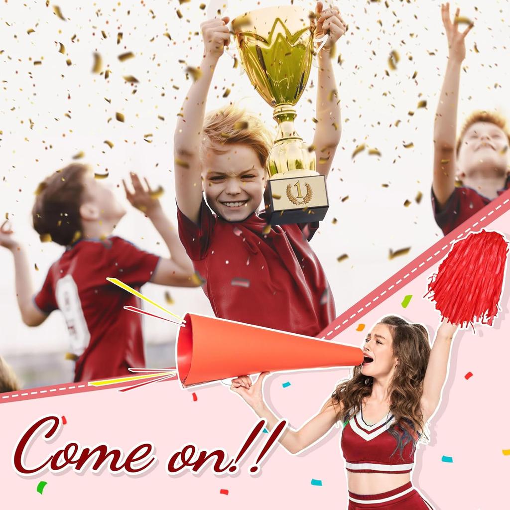 Chivao 24 Pcs Cheerleading Pompoms Plastic Pom Pom Handle Cheer Team Pompoms for Sports Dance Cheer Gameday Football Party Decorations,30 Grams