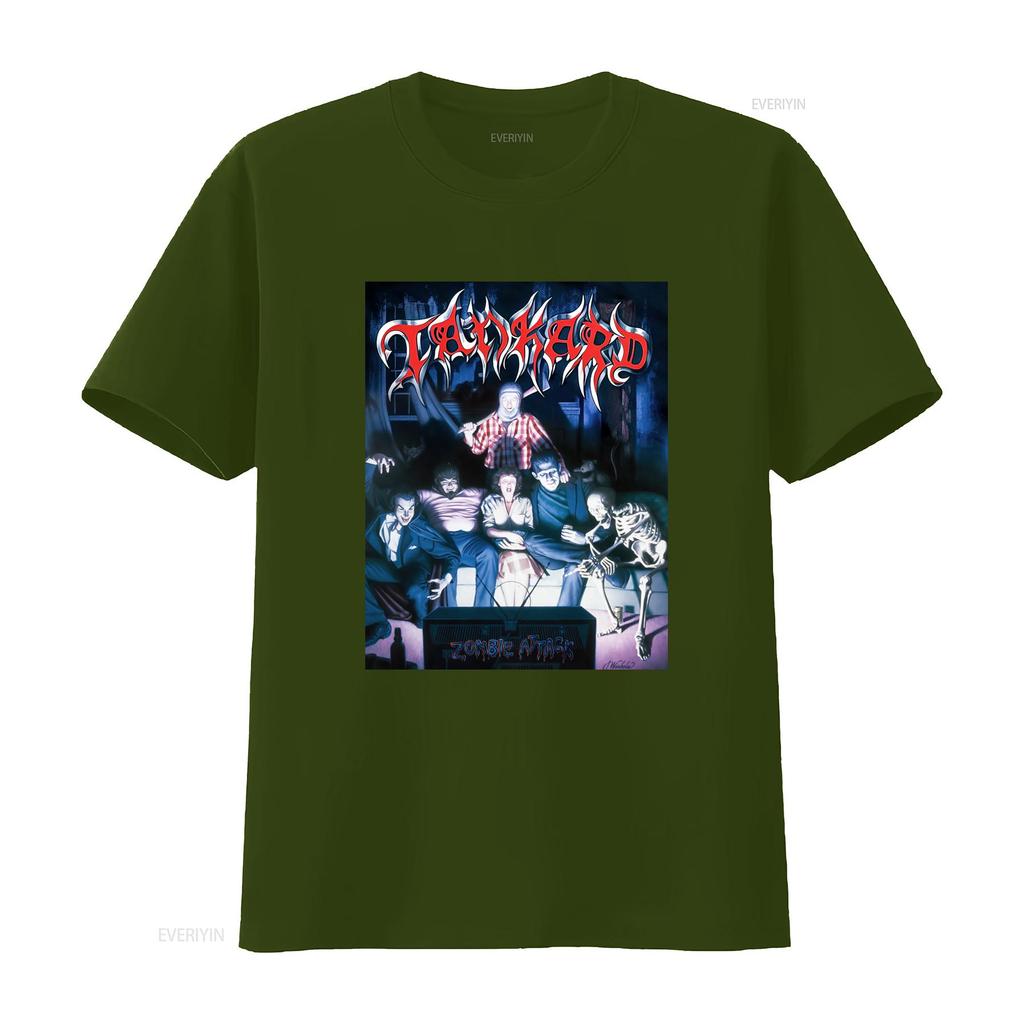 Tankard Zombie Attack T Shirt Retro Horror Band Design for Men Unique Rock Merch vintage Washed Casual Comfortable Stylish