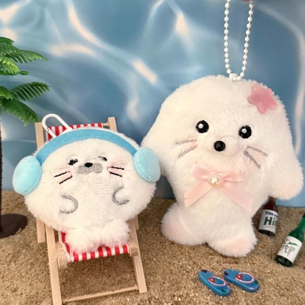 Chubby Plush Seal Pendant Kawaii Stuffed Doll Pendant Cute Fuzzy Seal Keychain Kids
