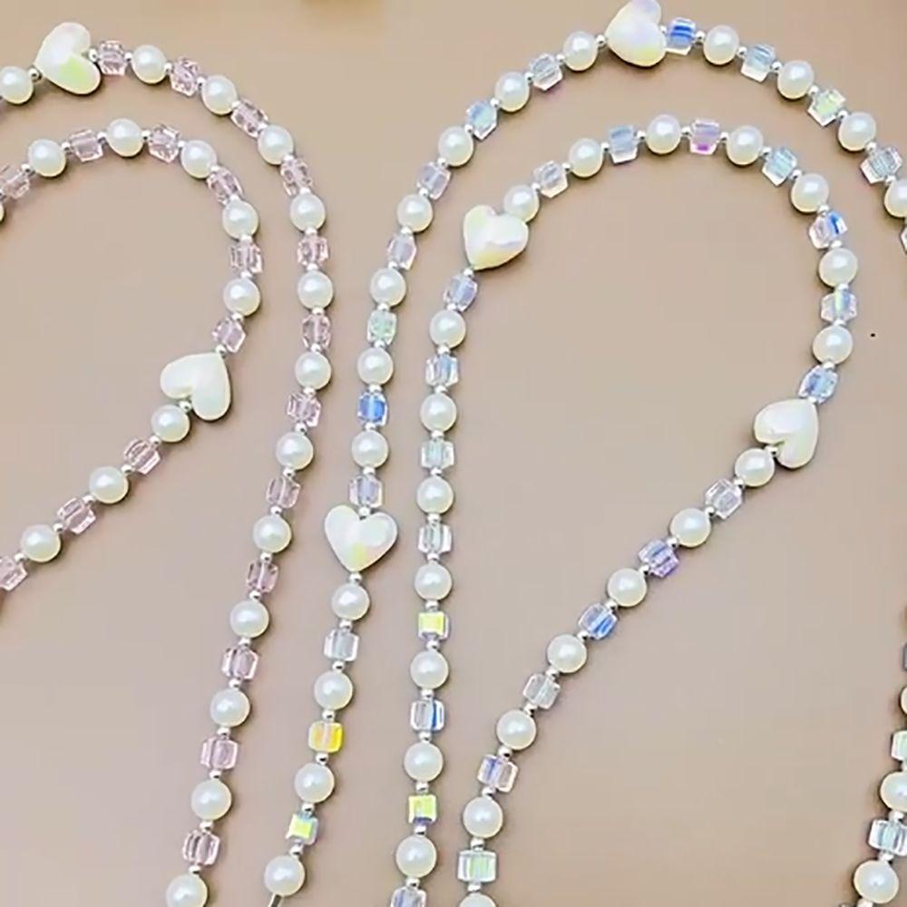 Hanging Decoration Wallet Necklace Chain Pearl Love Bead Phone Anti Loss Lanyard Phone