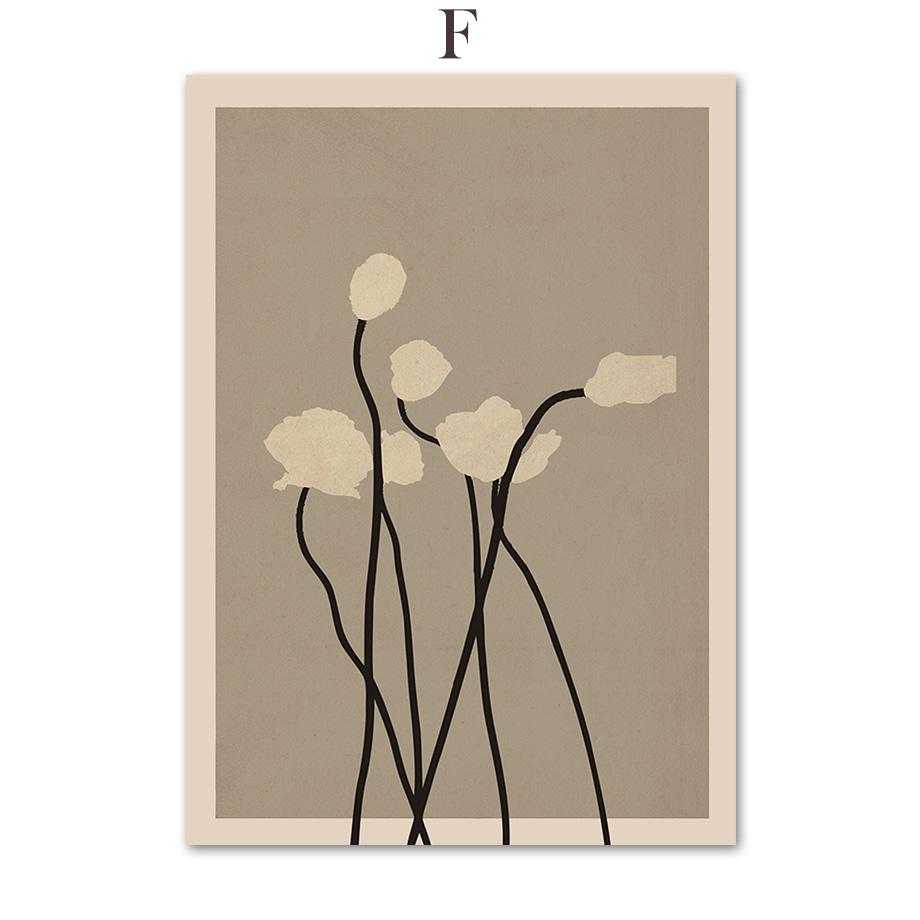 Бежевая абстрактная кривая линия магнолии, цветок, настенная живопись на холсте, постеры на скандинавскую тему и принты, настенные панно для декора гостиной