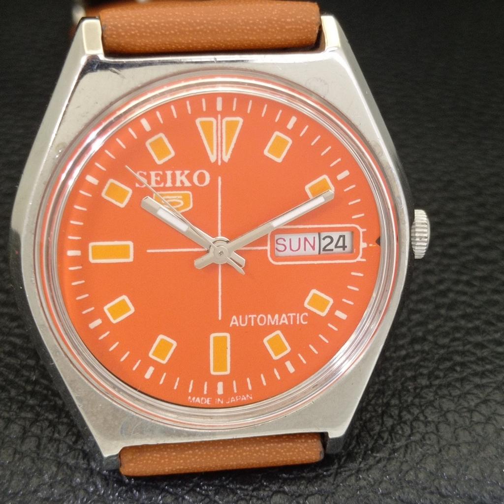 АВТОМАТИЧЕСКИЕ ВИНТАЖНЫЕ ЧАСЫ SEIKO 5 ЯПОНИЯ 6319A МУЖСКИЕ С ЦИФЕРБЛАТОМ ОРАНЖЕВОГО ЦВЕТА a702735-1