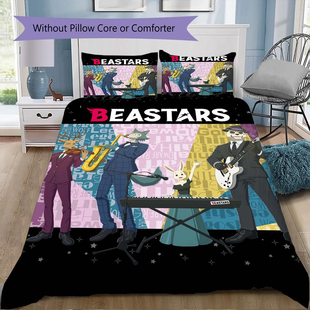 Beastars Pattern Bedding,Quilt Set Quilt Cover Pillowcase Home Birthday Gift (1*duvet cover+2*pillowcase,without core)XSJT0917048