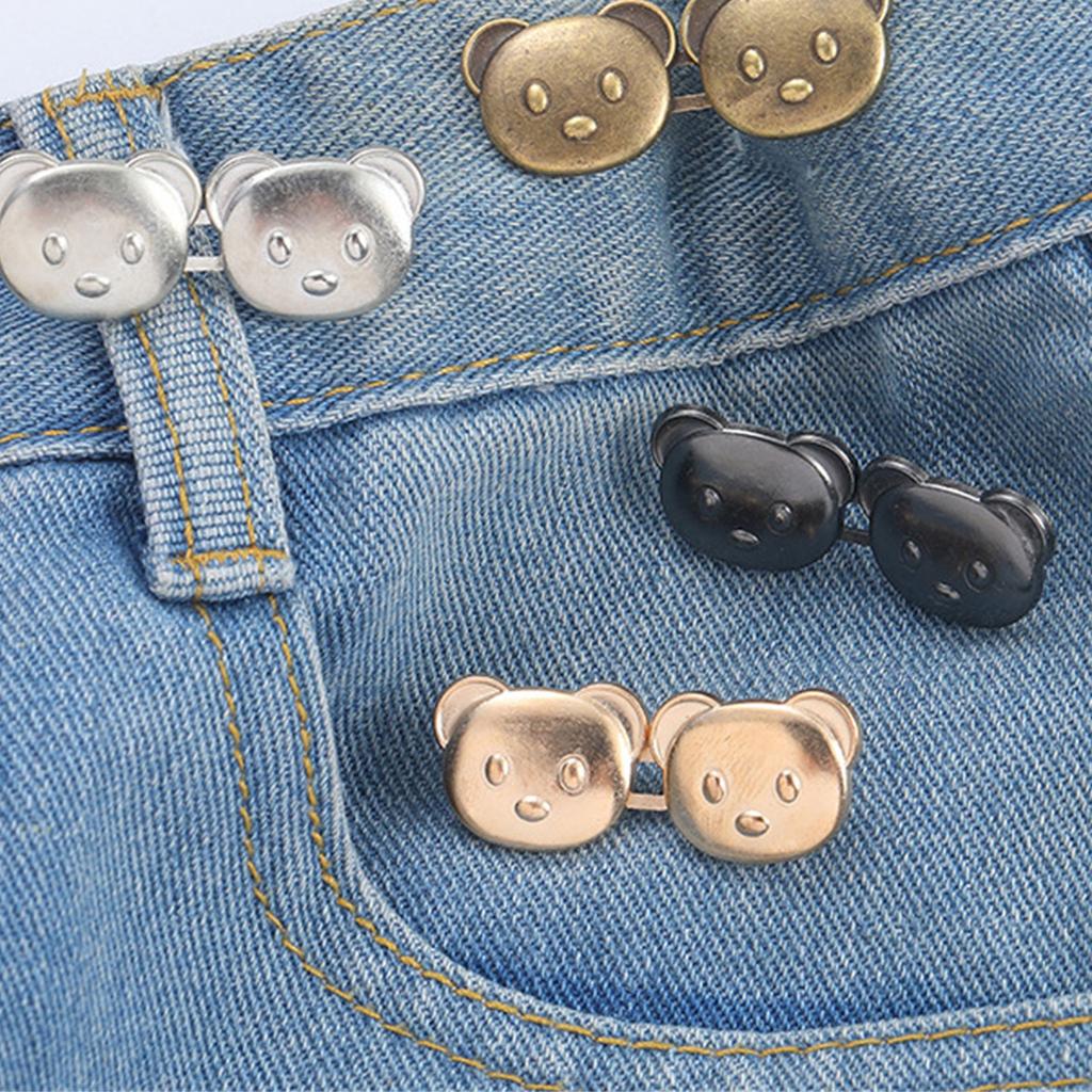 4 пары утягивающих поясов в форме медведя, регулируемые утягивающие пояса для брюк, пуговицы на талии, удлинители талии для джинсов, регулируемые утягивающие пояса, пуговицы