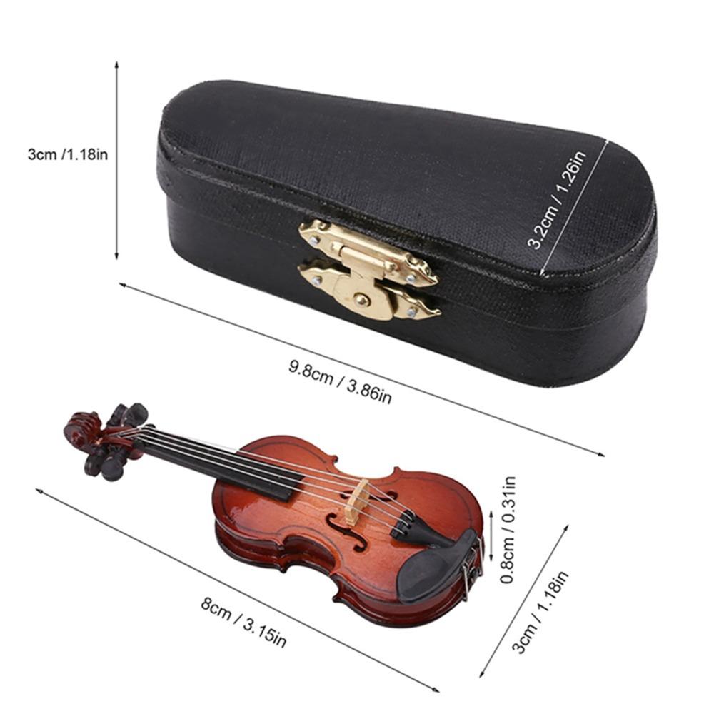 With Bow Miniature Violin Model Wooden Dollhouse Accessories Mini Violin Replica Room Decor