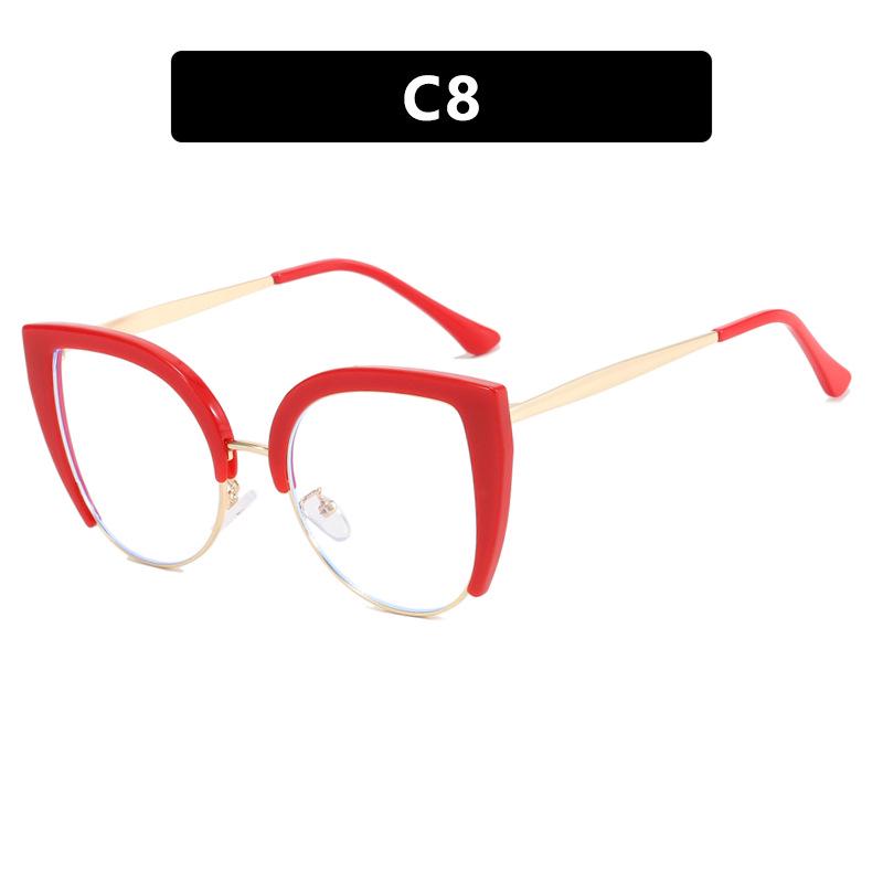 Cat-Eye Semi-Rimless Large Anti-Blue Light Eyeglass Frames, 2023 Retro Trend, European & American Style.