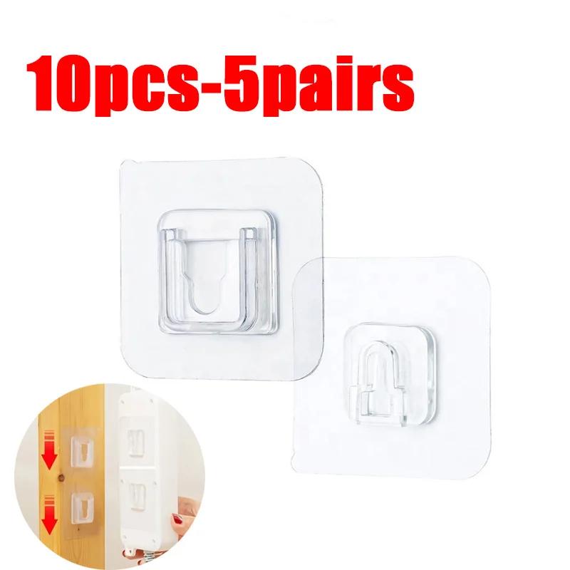 Double Sided Adhesive Wall Hooks Hanger Strong Transparent Suction Cup Storage Socket Hooks Bathroom Kitchen Bedroom Hook Kit