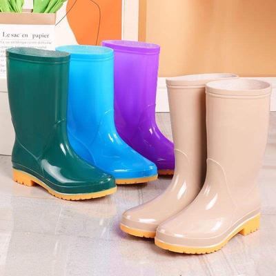 Модные женские водонепроницаемые ботинки средней длины, корейская версия, бархатные теплые нескользящие резиновые сапоги, водонепроницаемые ботинки, обувь для взрослых, для кухни, для мойки машины, черные