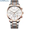 CRRJU New Men's Steel Band Sports Watch Fashion Business Multi-functional Six-pin Chronograph Watch