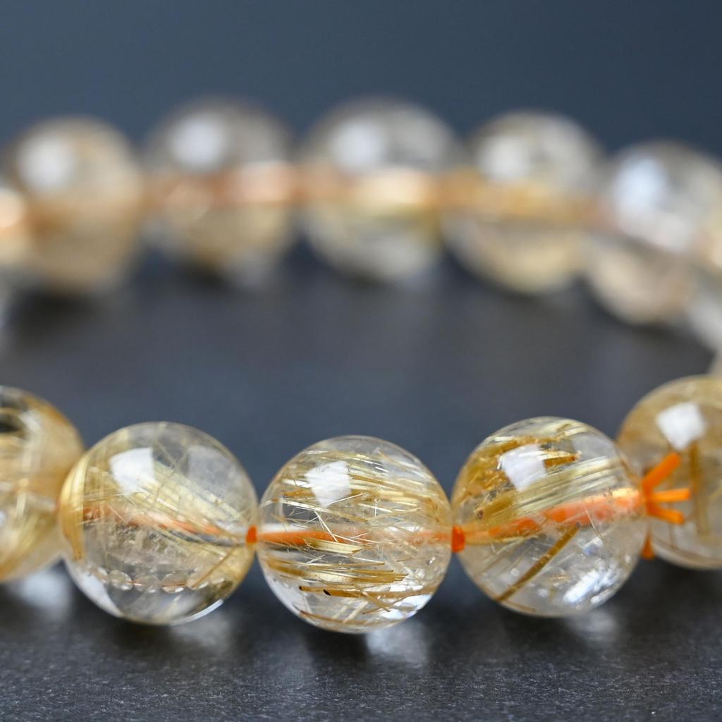 Ювелирный город Сёсэнкё Рутиловый кварц 17 см Внутренний камень силы для удачи и работы [Эйгадо] Браслет, Бусины 12,5 мм, Диаметр, Удача, Деньги,