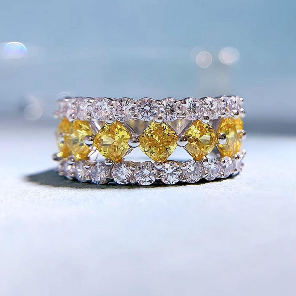 Модное кольцо из белого золота 18 карат, 4*4 мм, с сапфиром, граненый драгоценный камень, обручальное кольцо, подарок на годовщину, ювелирные изделия из стерлингового серебра 925 пробы