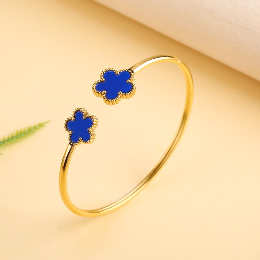 Классический роскошный пятилистный цветок из нержавеющей стали открытый браслет Браслет 'Счастливая трава' Девочка Девочка годовщина свадьба ювелирные изделия Cl