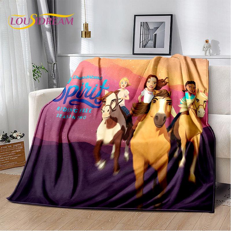 Мягкое плюшевое одеяло с героями мультфильмов Spirit Riding Free Horses, фланелевое одеяло, одеяло для гостиной, спальни, кровати, дивана, чехол для пикника