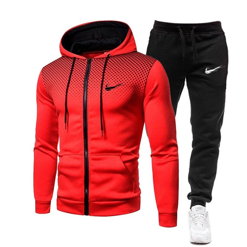 Mens Casual Hoodie Tracksuit Set Long Sleeve Top Pants Winter Sportswear Two Piece Outfit