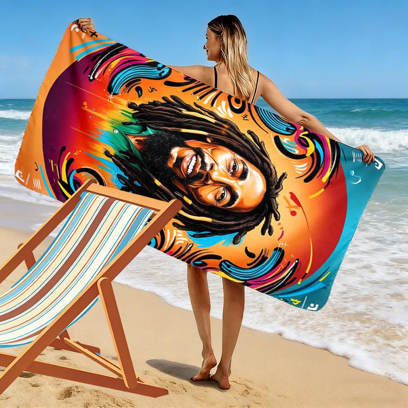 Vibrant Bob Marley Art Print beach towel beach Outdoor camping seaside Absorbent bath towel Outdoor pool towel printing Outdoor picnic beach mat
