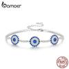 BAMOER 925 Sterling Silver Round Devil's Eye Tennis Bracelet Lucky Chain Bracelet for Women Fine Jewelry Valentine's Day Gift