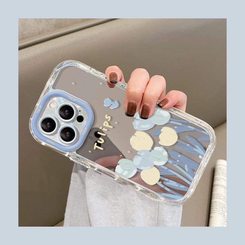 Масляная живопись Тюльпаны Подходит для 16promax Чехол для iPhone Iphone14/13 Прозрачный 12 Зеркальный Xs/15