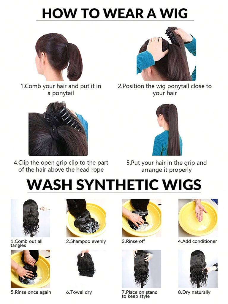 Синтетический пучок коготь клип коричневый черный 6 дюймов клип на волосы волнистый кудрявый пучок хвост удлинитель парик для женщин