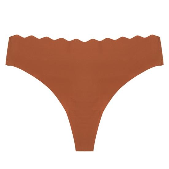 Женские бесшовные стринги, сексуальные, с низкой посадкой, с волнистым краем, трусики-бикини, невидимые, эластичные, дерзкое нижнее белье