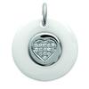 [L6330] - Silver Pendant 'Love' White (ceramic) Rhodium-plated - 20 Mm